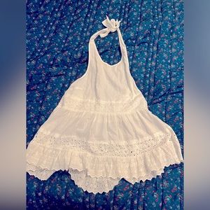 🦅 American Eagle Outfitters 🦅 Small White Eyelet Mini Dress NWT!